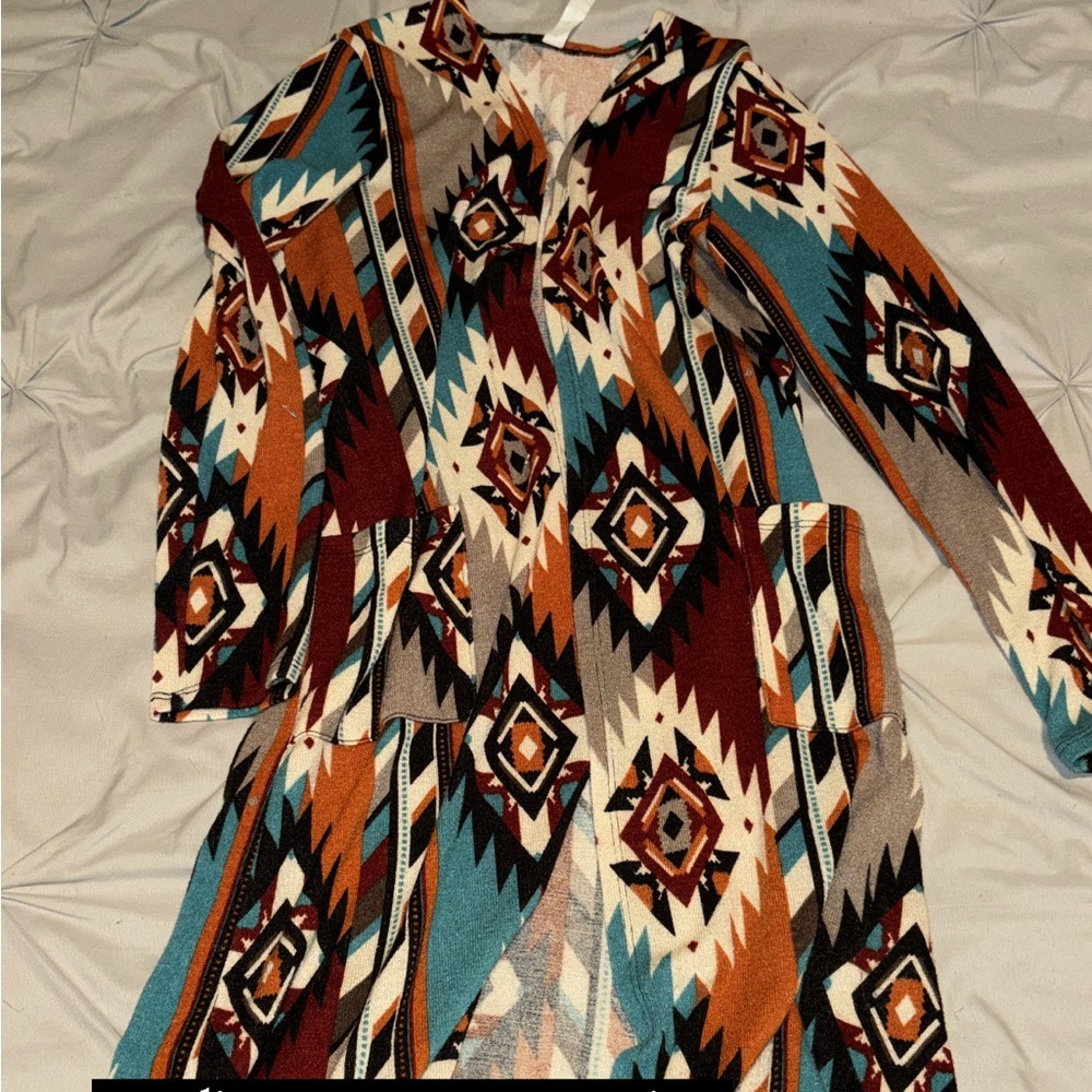 western print cardigan